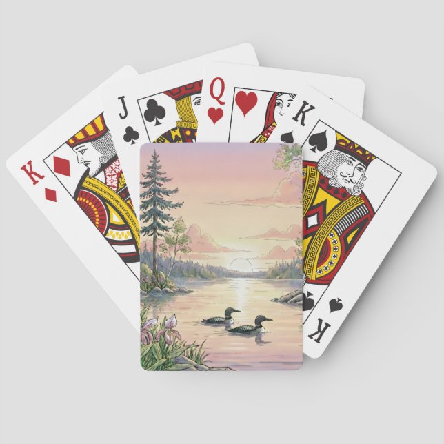 Minnesota Lake Sunset with Loons, Playing Cards Casinokort (Baksidan)