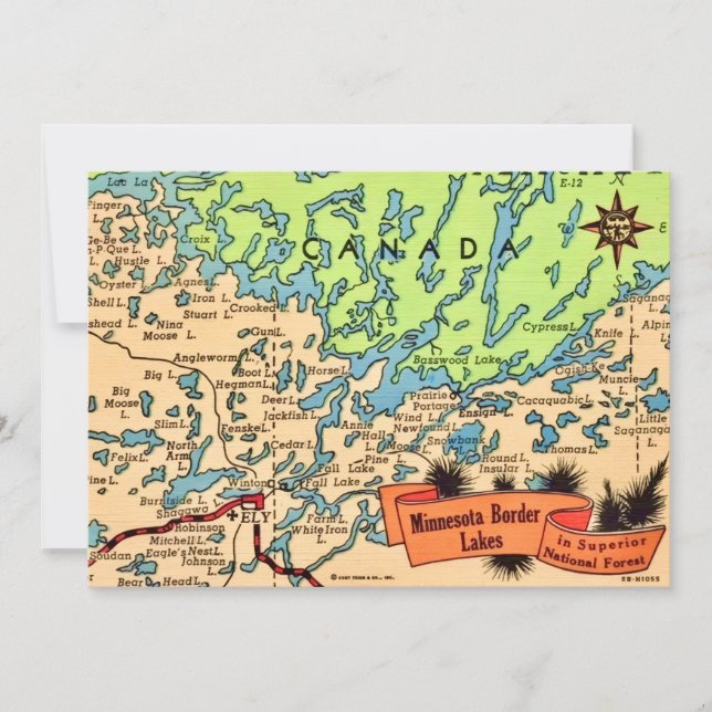 Minnesota Lakes Map Card Tack Kort (Framsida)