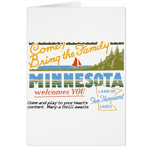Minnesota - land av tio tusen sjöar hälsningskort (Framsidan)