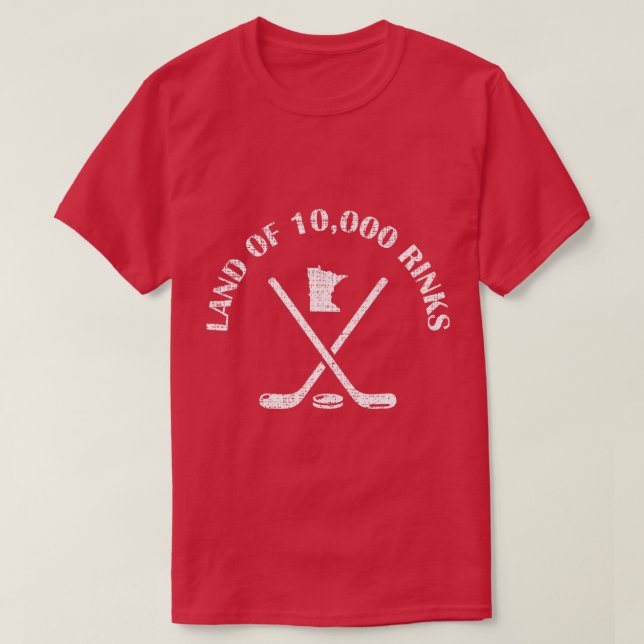Minnesota Land på 10000 Rinks Ice Hockey State Sou T Shirt (Design framsida)