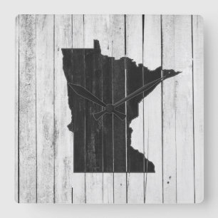 Minnesota lantlig svartvit Wood panellantgård Fyrkantig Klocka