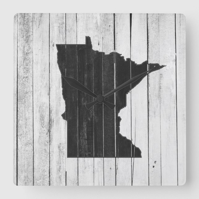 Minnesota lantlig svartvit Wood panellantgård Fyrkantig Klocka (Framsida)
