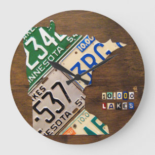 Minnesota License Plate Karta Clock Stor Klocka