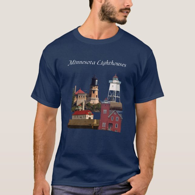 Minnesota Lighthouses-skjortans vita bokstäver T Shirt (Framsida)