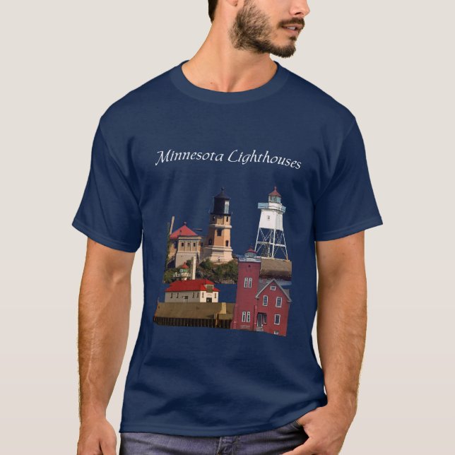 Minnesota Lighthouses-skjortans vita bokstäver T Shirt (Framsida)