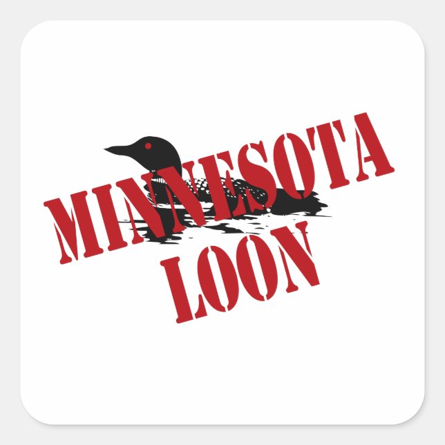 Minnesota Loon Fyrkantigt Klistermärke (Framsida)