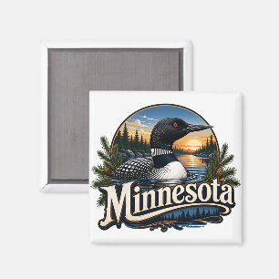 Minnesota Loon Lake Solnedgång Magnet