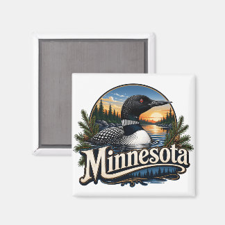 Minnesota Loon Lake Solnedgång Magnet