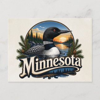 Minnesota Loon State Bird Konst Vykort