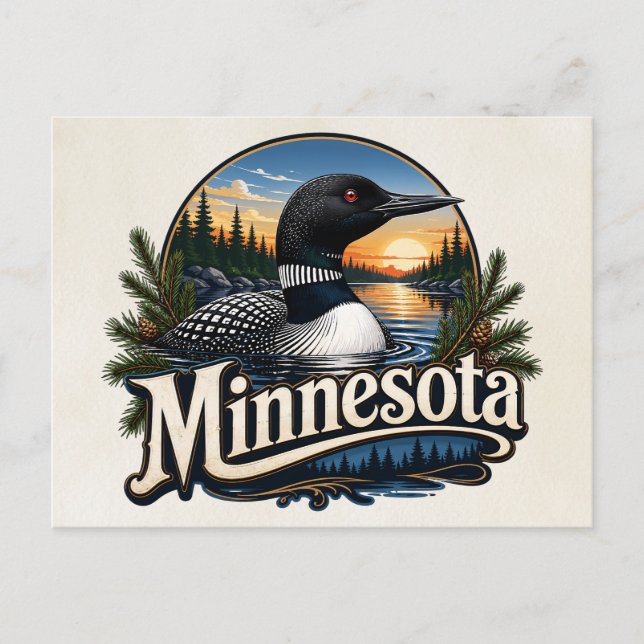 Minnesota Loon State Bird Konst Vykort (Framsida)