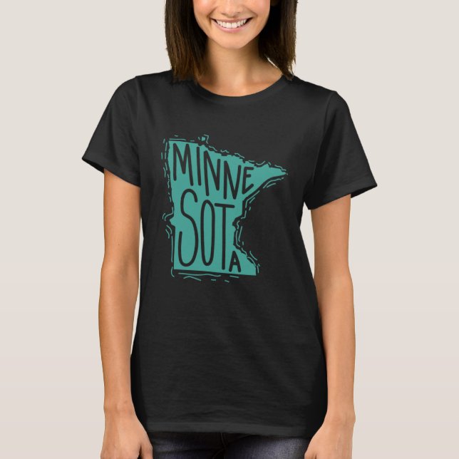 Minnesota Map Outline USA America T Shirt (Framsida)