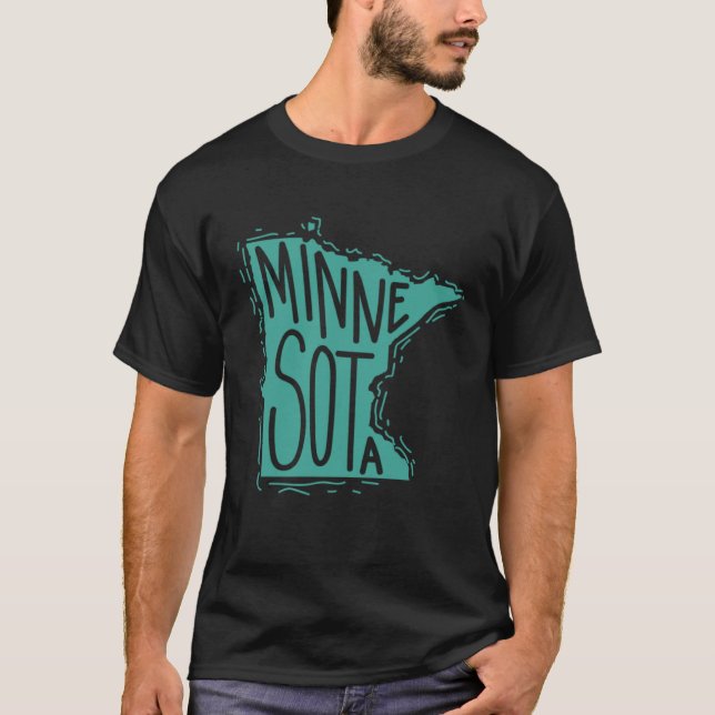 Minnesota Map Outline USA America T Shirt (Framsida)