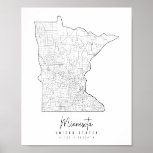 Minnesota Minimal Street Map Poster
