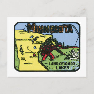Minnesota MN Vintage Etikett Vykort