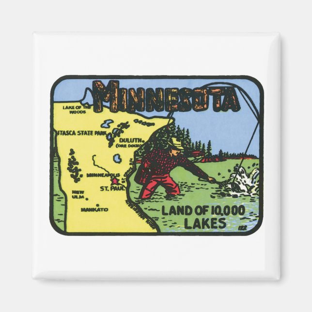 Minnesota MN Vintage Label Magnet (Framsidan)