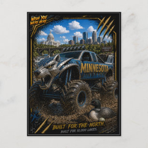 Minnesota Monster Truck Terräng Konst Vykort