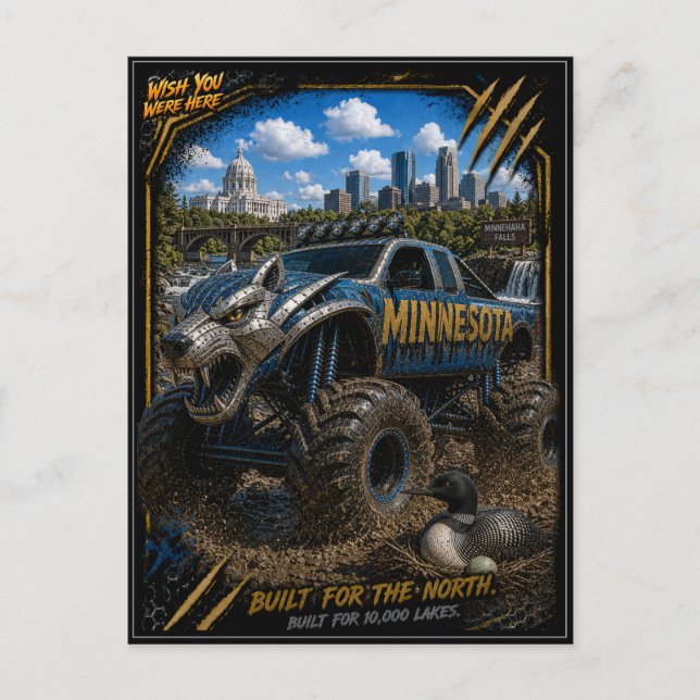 Minnesota Monster Truck Terräng Konst Vykort (Framsida)