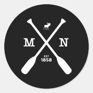 Minnesota Moose and Paddles 1858 Midwest Runt Klistermärke