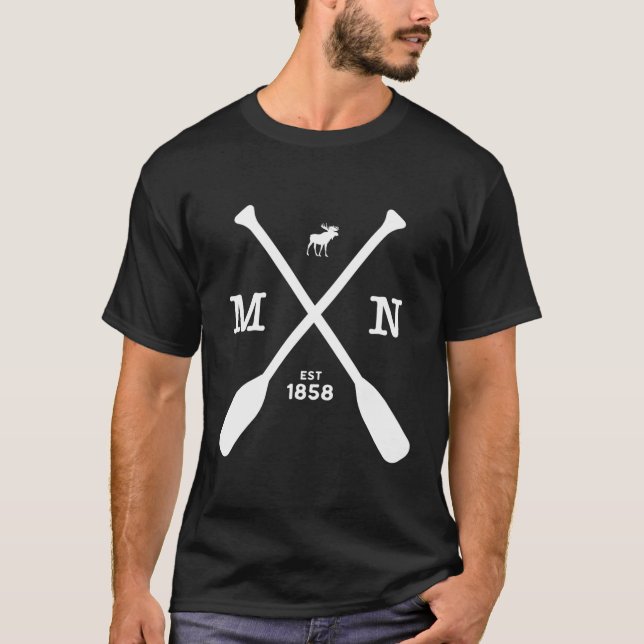 Minnesota Moose and Paddles 1858 Midwest T Shirt (Framsida)