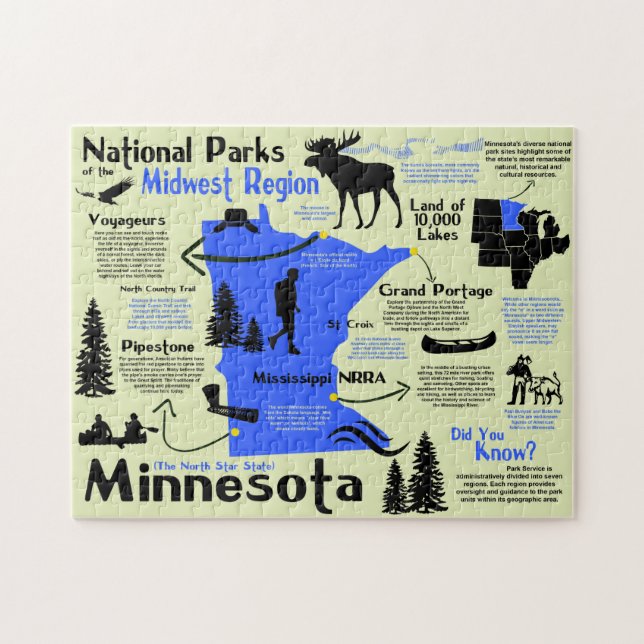 Minnesota National Parker InfoGrapgrafik Karta Pussel (Horisontell)