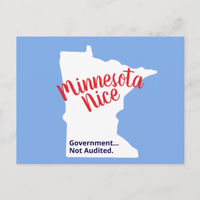 Minnesota Nice, Government Not Audited – Funny MN Vykort (Framsida)