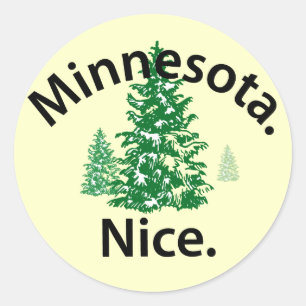 Minnesota Nice. Period! (svart text) Runt Klistermärke