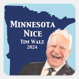 Minnesota Nice Tim Walz Fyrkantigt Klistermärke