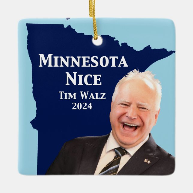 Minnesota Nice Tim Walz Julgransprydnad Keramik (Framsida)
