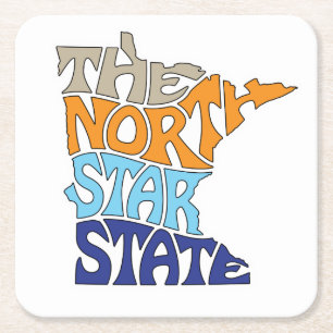 Minnesota Nickname Ord Art Underlägg Papper Kvadrat