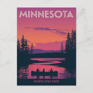 Minnesota North Star State Kanotfärd vid solnedgån Vykort