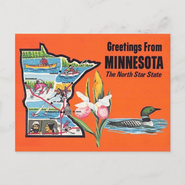 Minnesota North Star State Postkort Vykort (Framsida)