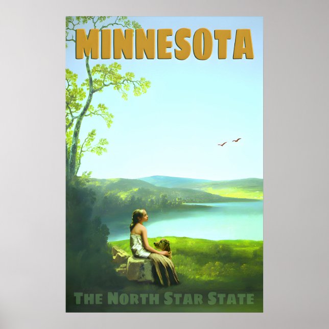 Minnesota North Star State Retro Resemål Poster (Framsidan)