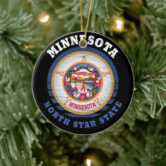 MINNESOTA NORTH STAR STATLIG FLAGGA JULGRANSPRYDNAD KERAMIK (Träd)