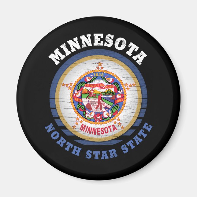 MINNESOTA NORTH STAR STATLIG FLAGGA MAGNET (Framsidan)