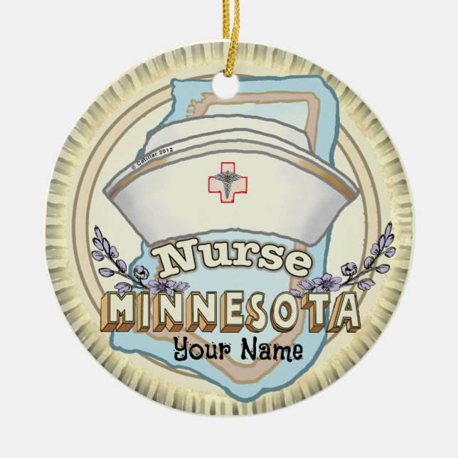 Minnesota Nurse Julgransprydnad Keramik (Framsidan)