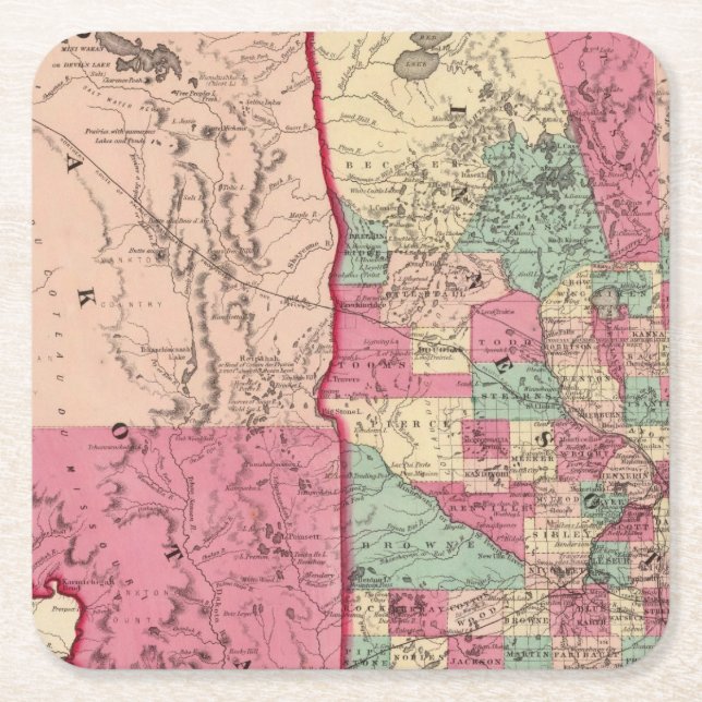 Minnesota och Dakota Underlägg Papper Kvadrat (Framsidan)