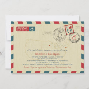Minnesota och New York Airmail Möhippa Inbjudningar