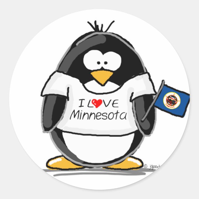 Minnesota penguin runt klistermärke (Framsida)