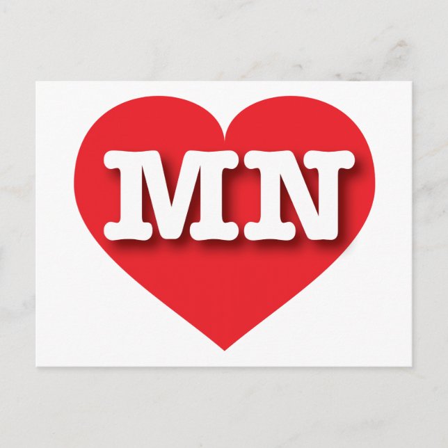 Minnesota Red Heart - I kärlek MN Vykort (Framsida)