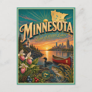 Minnesota Retro Resa Souvenir vykort