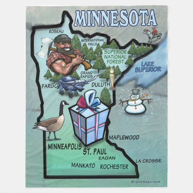 Minnesota Roligt Karta Fleecefilt (Framsidan)