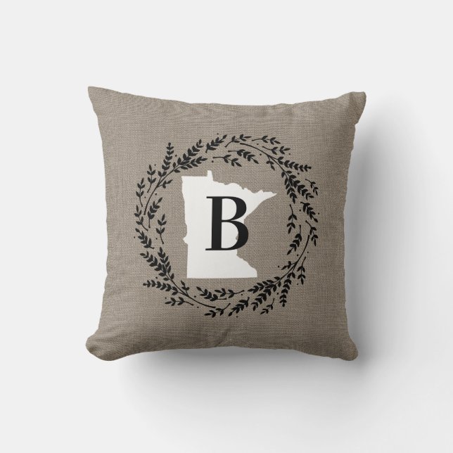 Minnesota Rustic WAN Monogram Dekorativ kudde (Framsida)