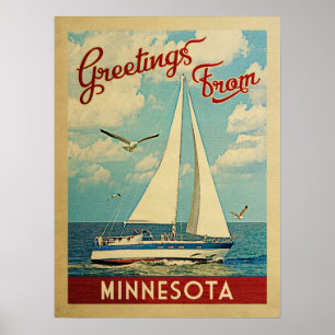 Minnesota segelbåtvintage resor poster