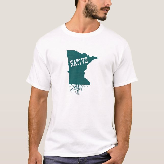 Minnesota Shape Träd Roots Native Minnesotan Tee Shirt (Framsida)