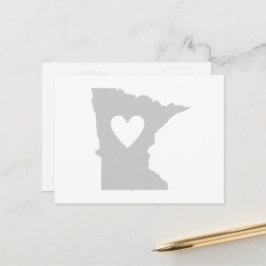 Minnesota Shaped Grått Heart Minnesotan Kärlek Ado Vykort