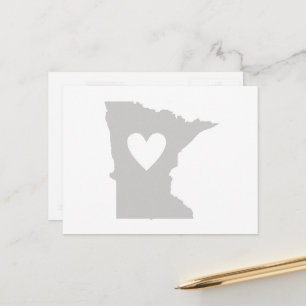 Minnesota Shaped Grått Heart Minnesotan Kärlek Ado Vykort