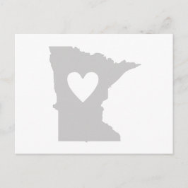 Minnesota Shaped Grått Heart Minnesotan Kärlek Ado Vykort