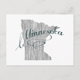 Minnesota Shaped Vintage Grått Typography Namn Vykort