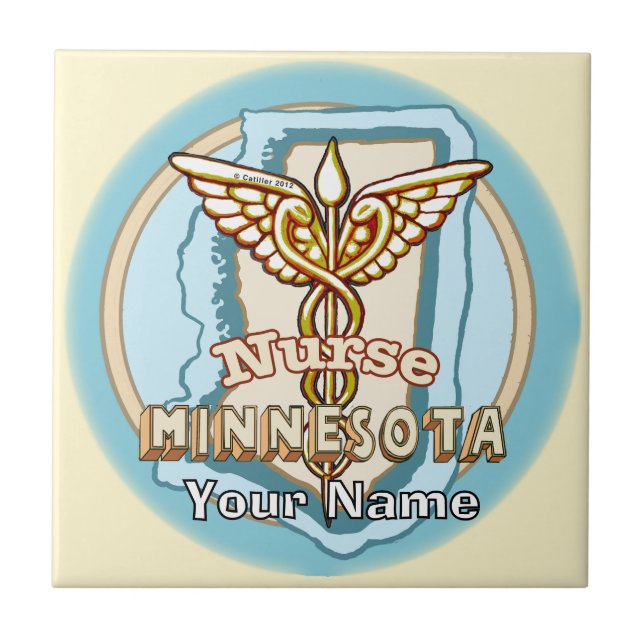 Minnesota Sjuksköterska Caduceus Bricka Kakelplatta (Framsidan)