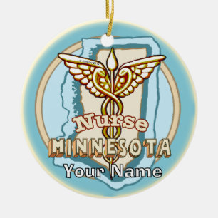 Minnesota Sjuksköterska Caduceus Julgransprydnad Keramik